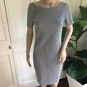 Banana Republic Navy Blue and White Ribbed Dress